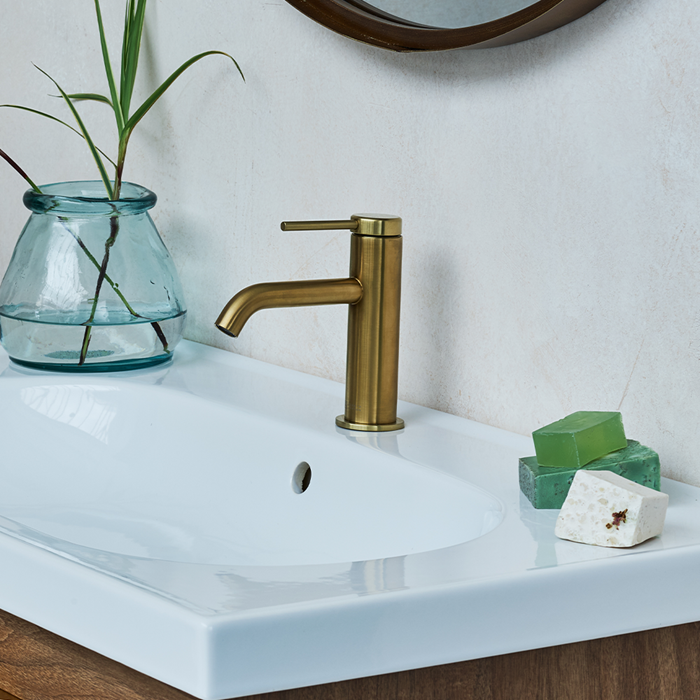 Gold Bathroom Accessories | Transform your small modern bathroom idea with Hoxton in Brushed Brass