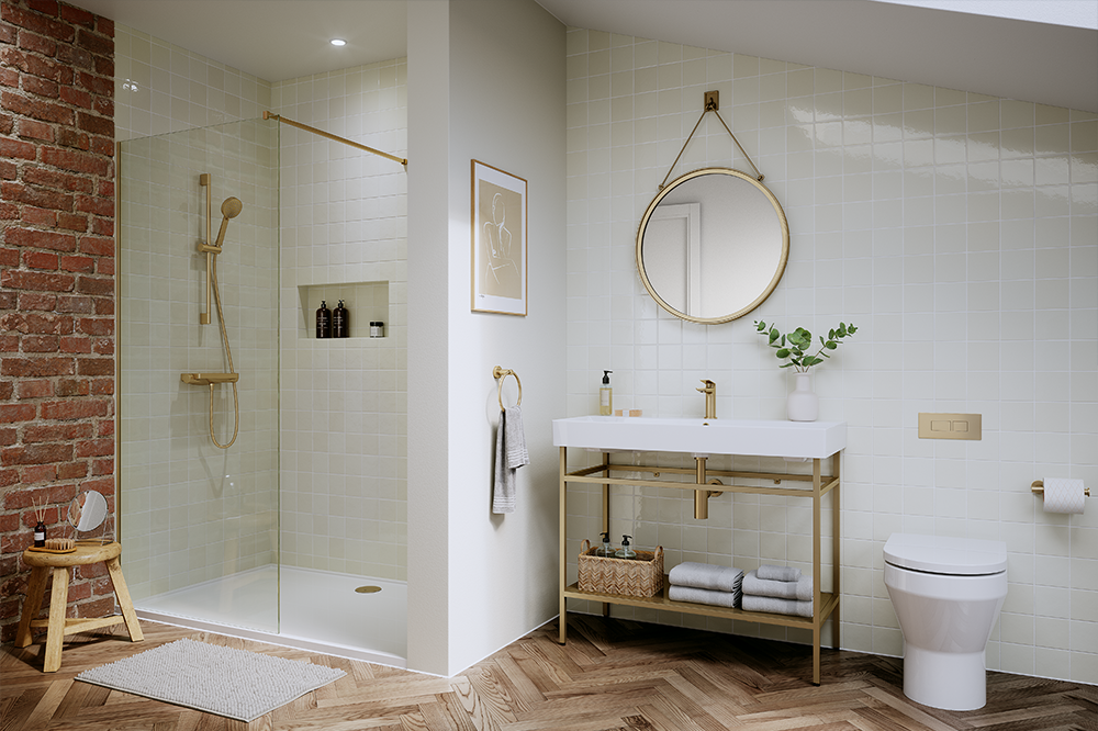 Dream Bathroom | Capture glamour effortlessly in your home with this modern family bathroom design