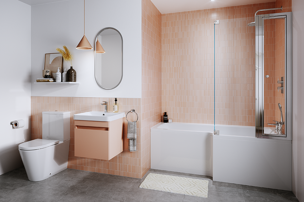 Create a dream bathroom that stands out with colour. Complete with combined bath shower functionality, this space provides an ideal modern family bathroom design for any home Dream Bathroom | Capture the perfect modern family bathroom design in your home with this ultra-modern scheme