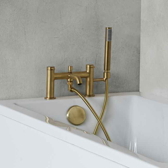 Gold Bathroom Accessories | Welcome sophistication to the bath with Hoxton bath shower mixer to uplift your gold bathroom design