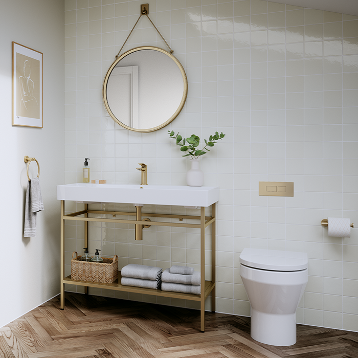 Gold Bathroom Accessories | Create a gold bathroom that stands out with Brushed Brass for your contemporary bathroom suite
