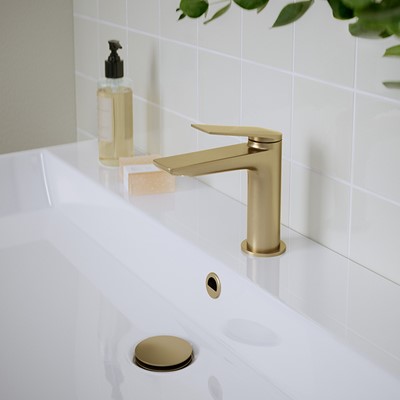 Gold Bathroom Accessories | Refine your contemporary bathroom suite with Greenwich in Brushed Brass finish