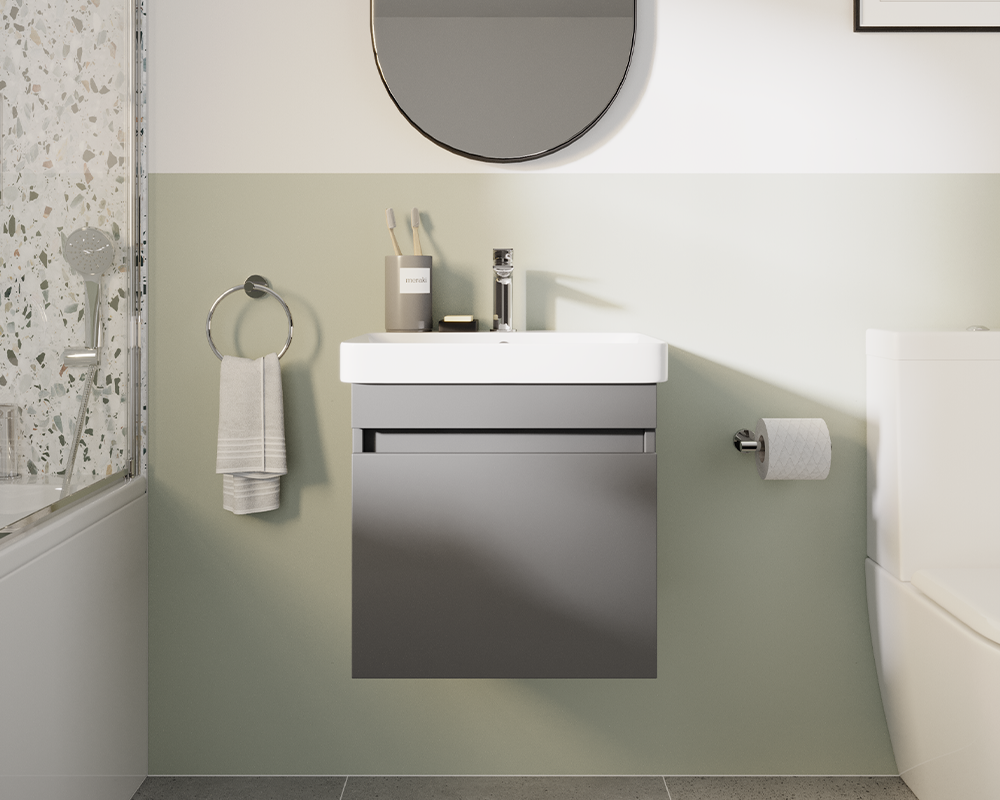 Affordable Bathroom | Unwind with this contemporary bathroom idea for small bathrooms with Dalston furniture