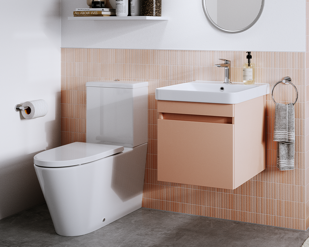 Enhancing any affordable bathroom, the Dalston furniture unit in Pink brings incredible design for the perfect contemporary bathroom design idea Affordable Bathroom | Capture the trending bathroom colour of pink with Dalston furniture