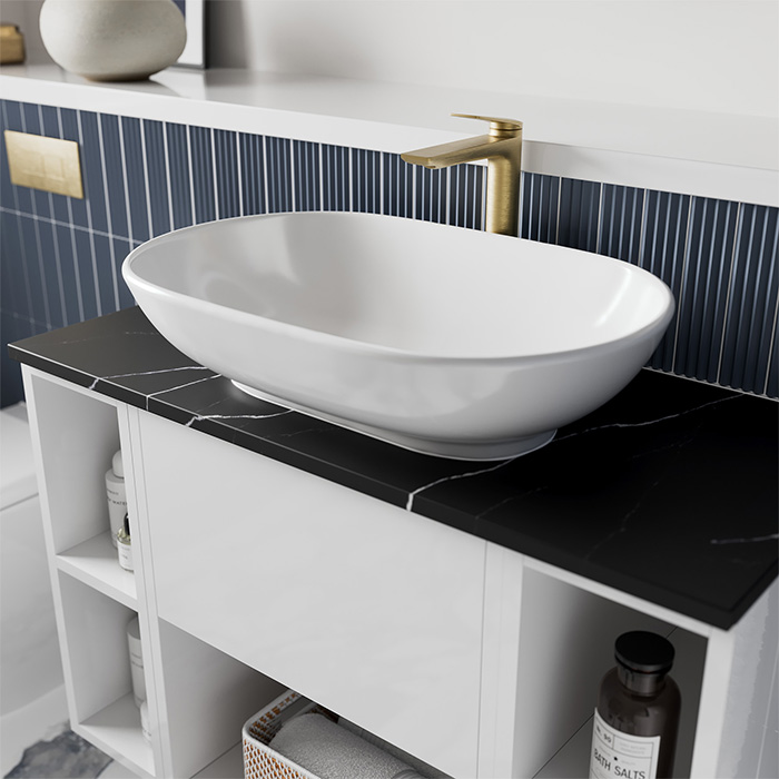 Elevate your modern bathroom with the stunning features of a countertop basin.