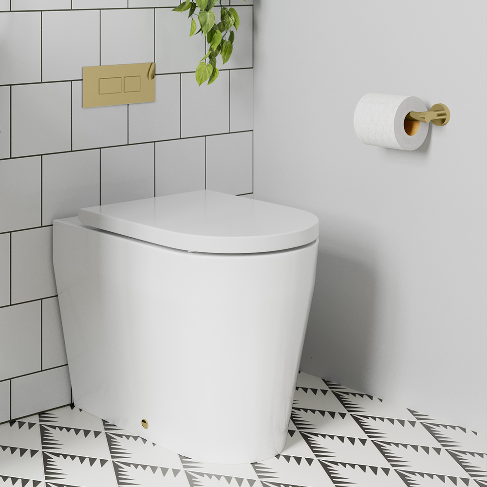 Enhance your contemporary bathroom suite with gold bathroom accessories. Perfect for small modern bathroom ideas and master suites alike, choose to standout with Brushed Brass. Gold Bathroom Accessories | A contemporary bathroom suite to admire, bring this modern bathroom idea on a budget with Brushed Brass accents