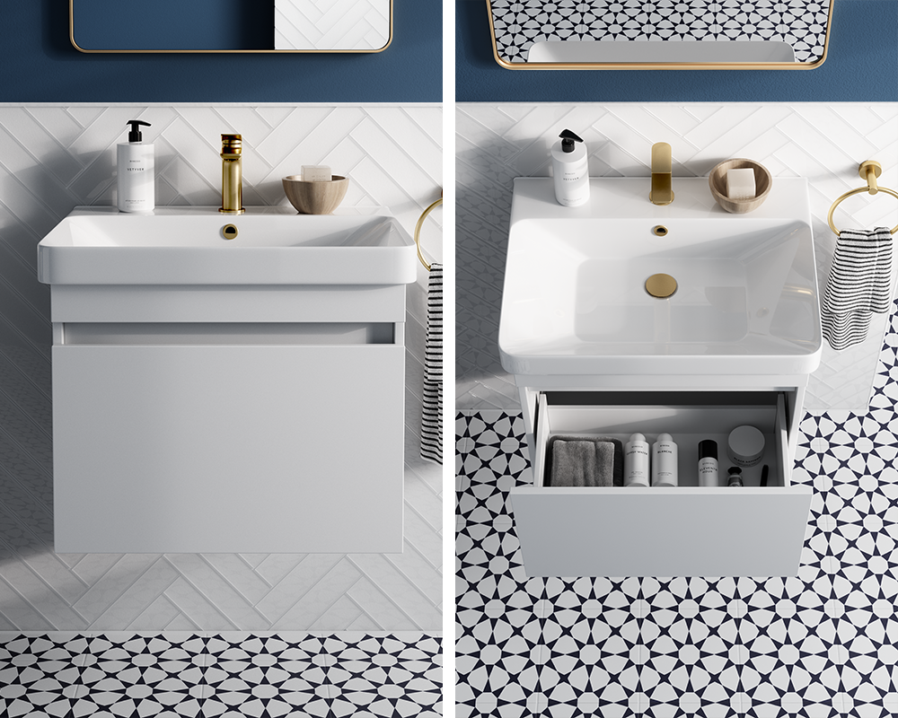For a sophisticated contemporary bathroom idea for small bathrooms, opt for a Dalston furniture unit for a beautiful affordable bathroom Affordable Bathroom | Create undivided luxury with the Dalston furniture unit in a choice of on trend bathroom colours